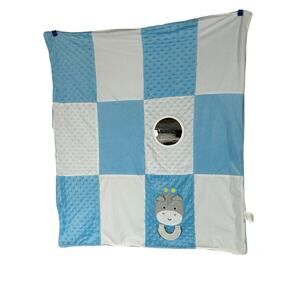 Forever Baby Patch & Play Blue Giraffe Blanket Teether Mirror Sherpa Patchwork